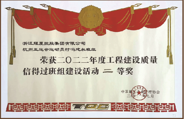 全國(guó)工程建設(shè)質(zhì)量信得過班組建設(shè)活動(dòng)二等獎(jiǎng)